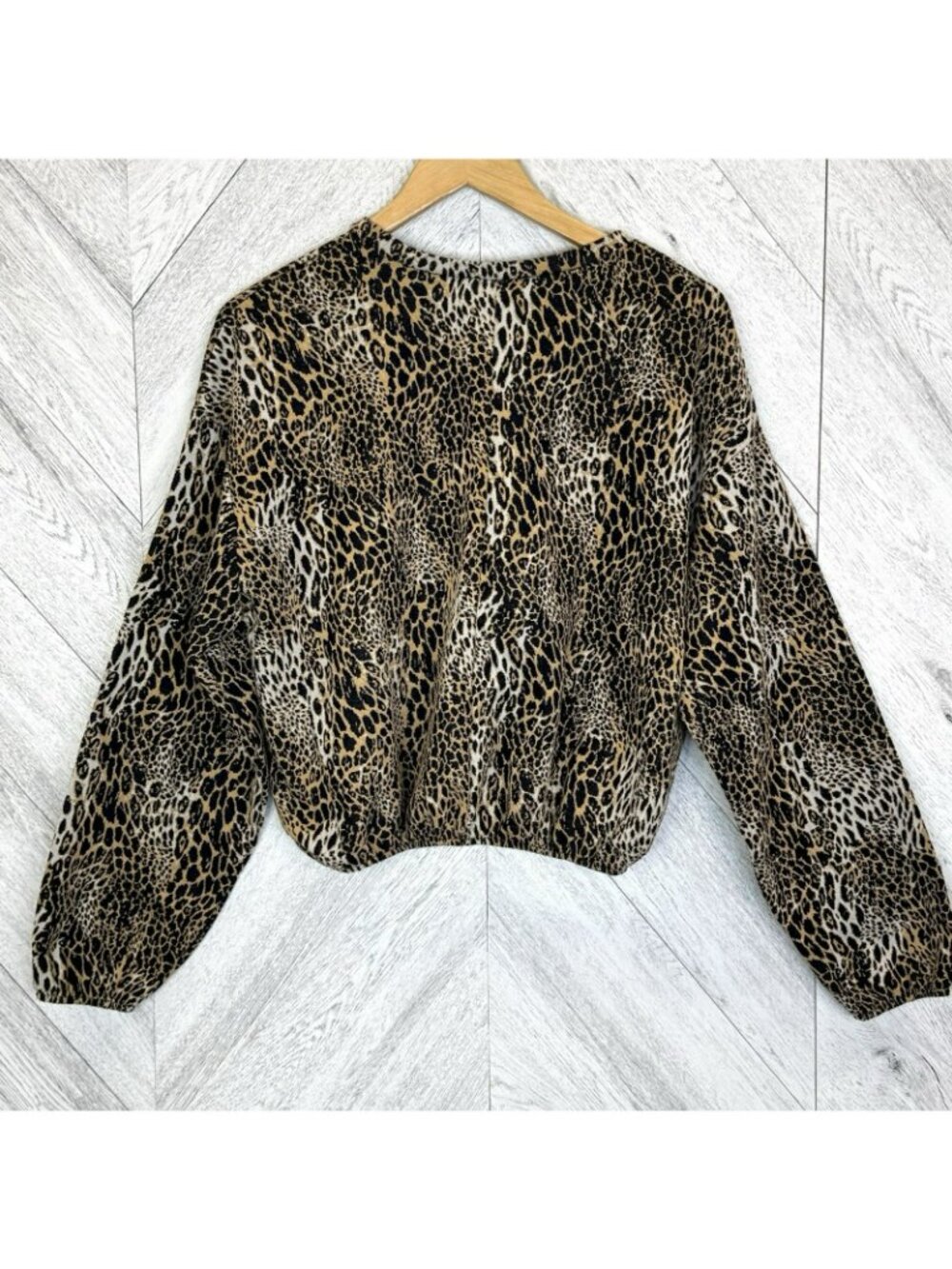 Zara Animal Print Long Sleeve Top Womens Size Large Elastic Waist Pullover Shirt - Picture 5 of 5